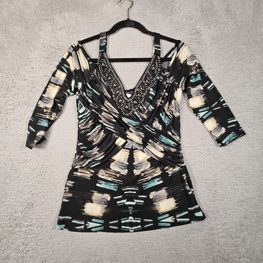 Venus Top Juniors M Abstract Babydoll Vintage Vibes Cold Shoulder Avant Garde